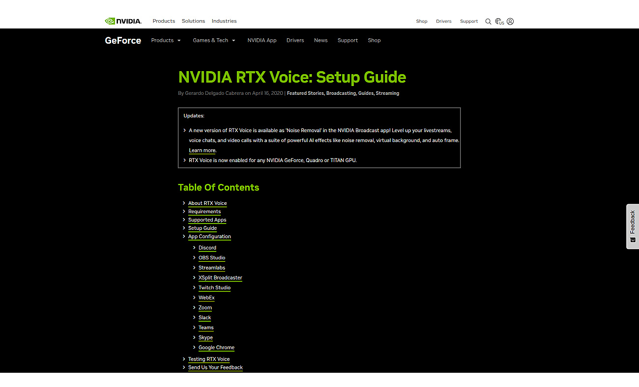 NVIDIA RTX Voice screenshot