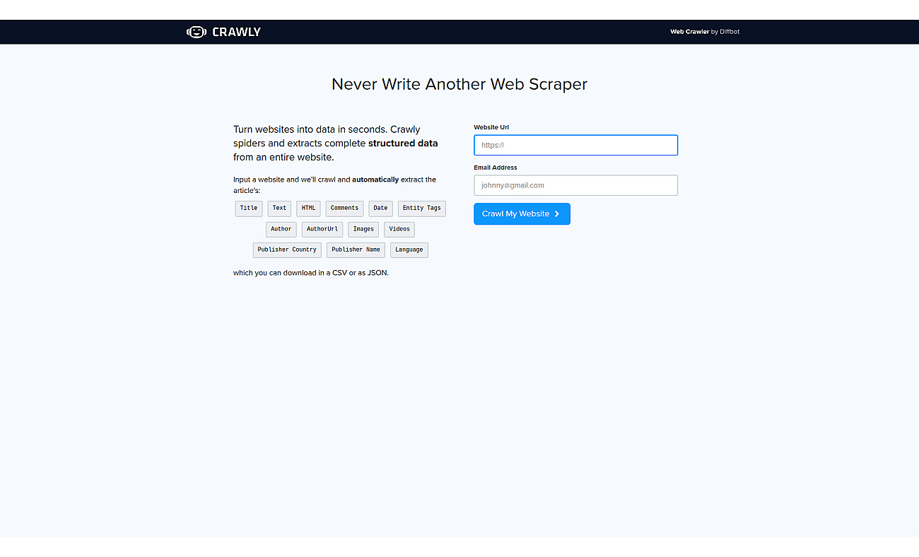 Crawly screenshot