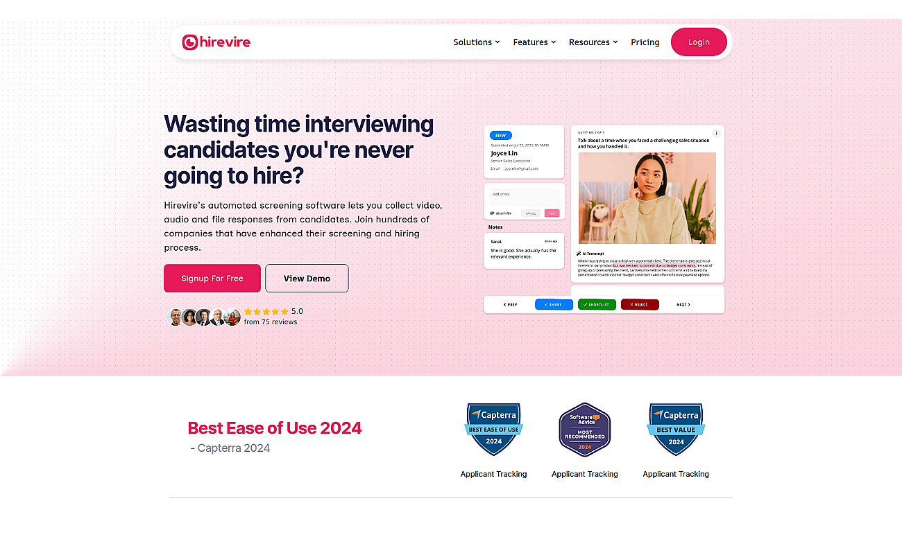 Hirevire screenshot