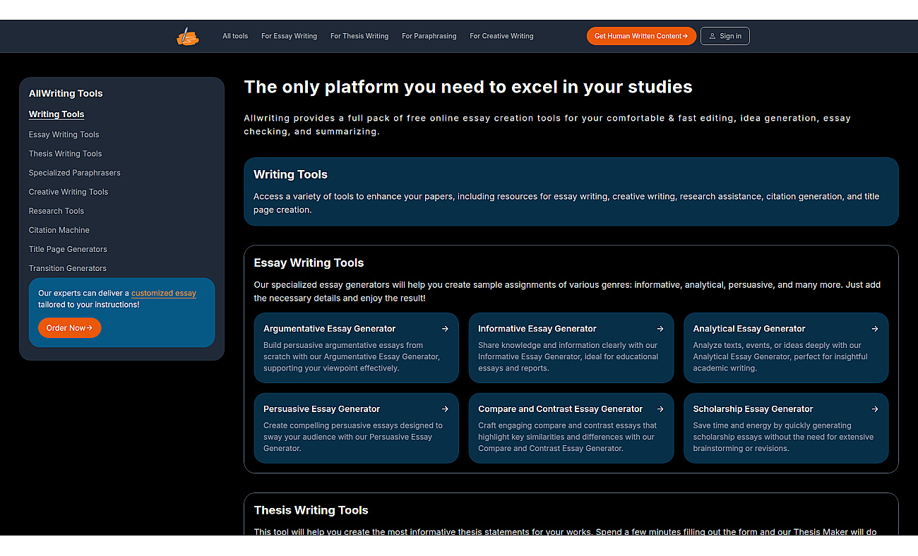 Allwriting screenshot