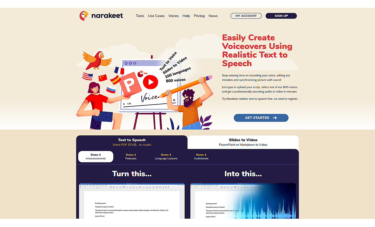 Narakeet screenshot