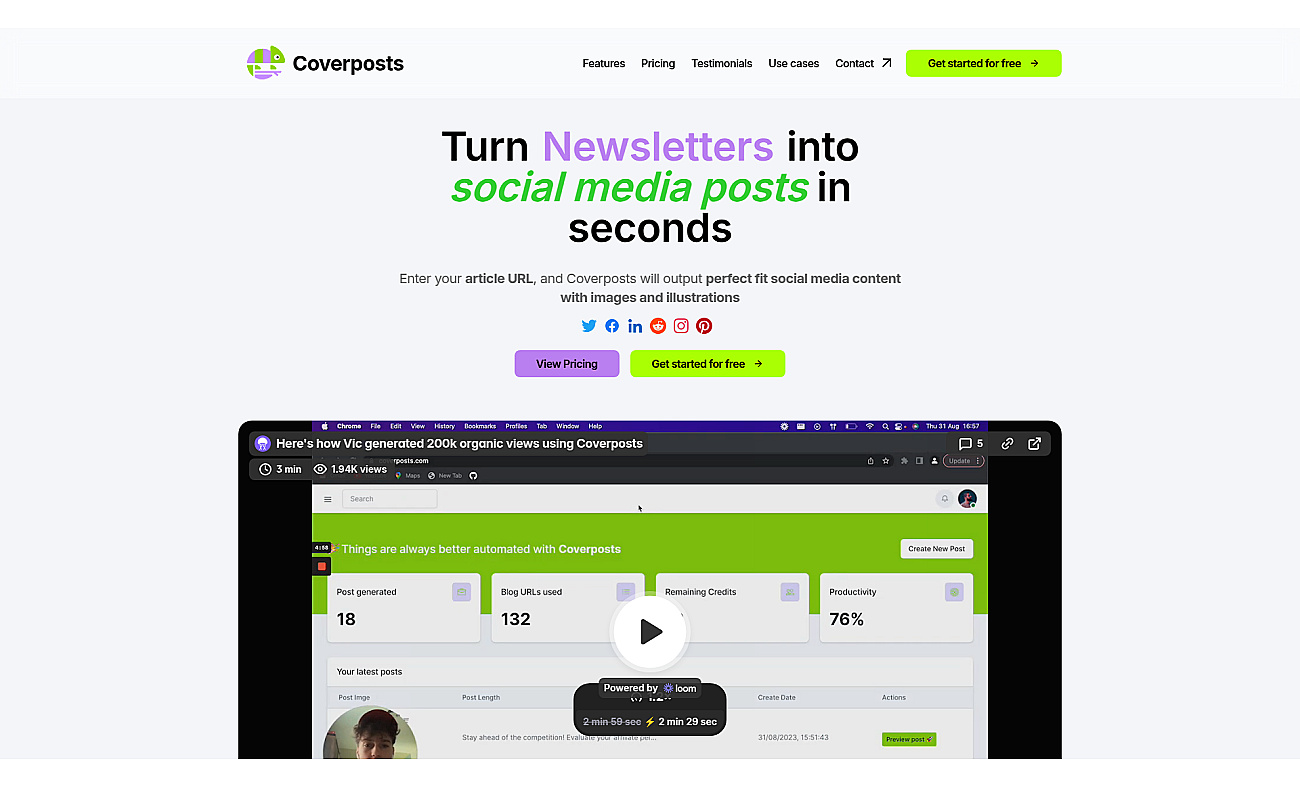 Coverposts screenshot
