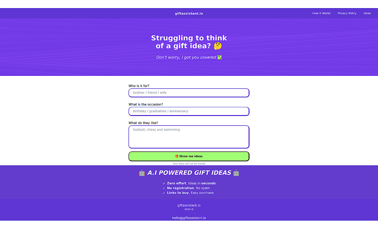 Giftassistant screenshot