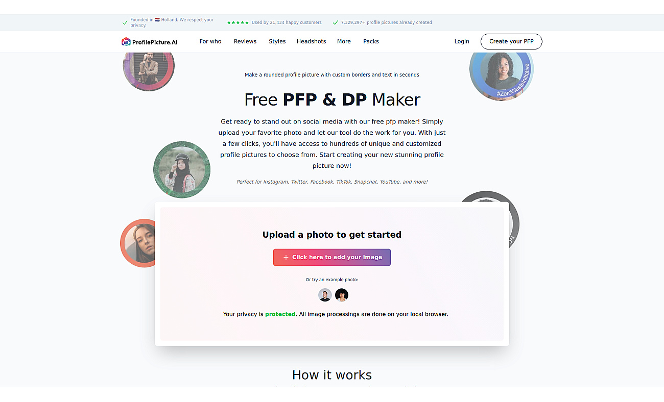 profilepicturemaker.com screenshot