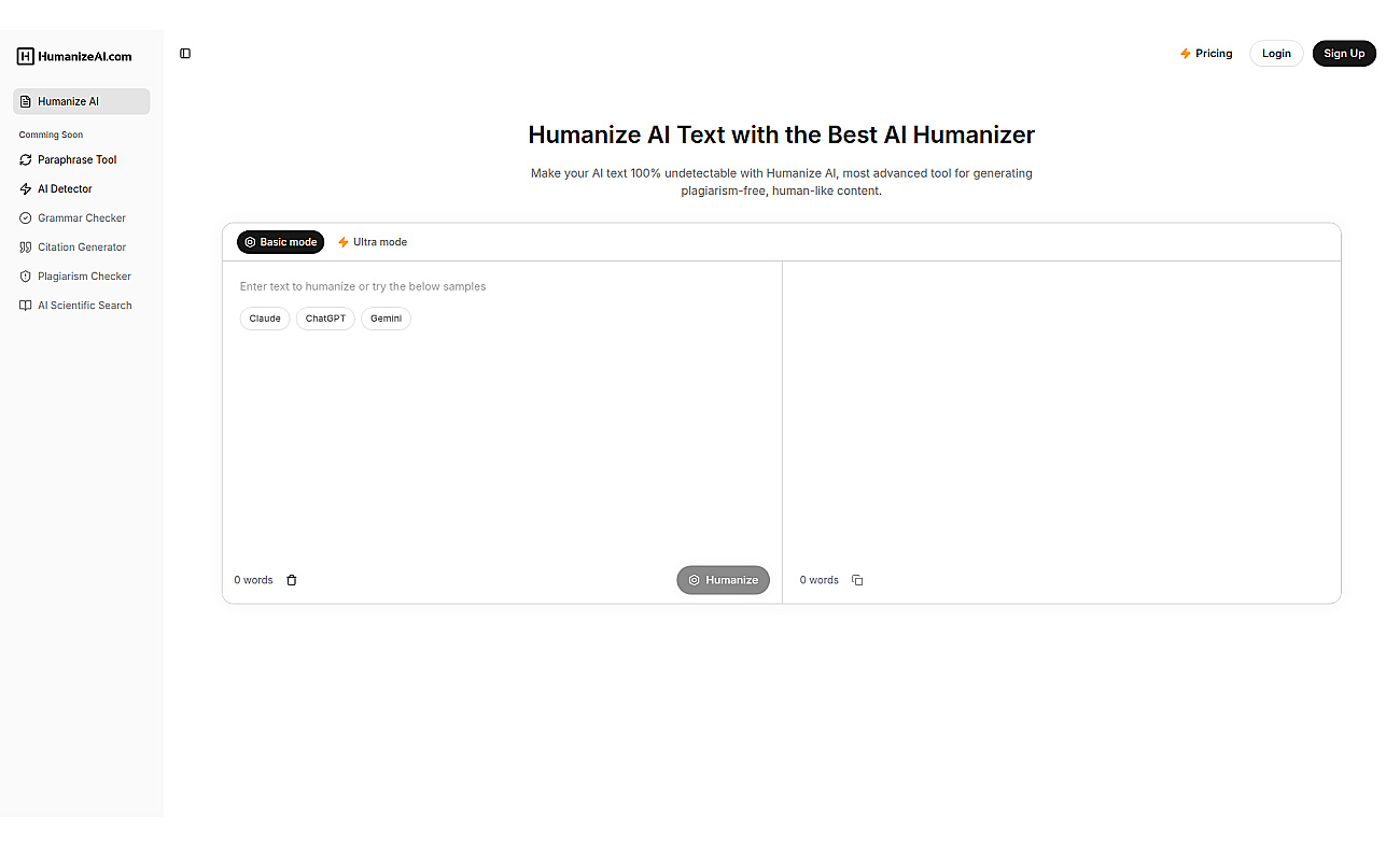 HumanizeAI.com screenshot