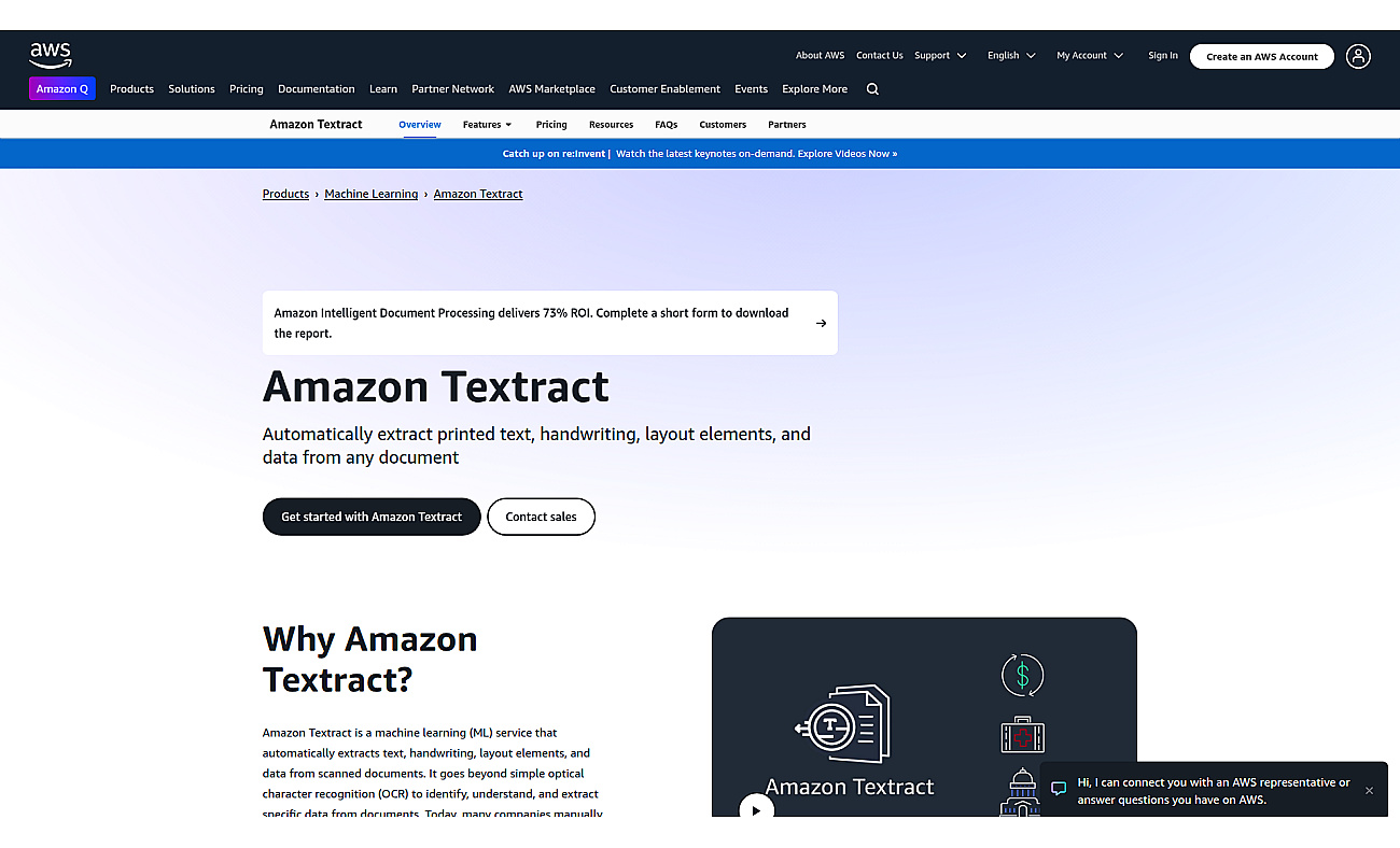 Amazon Textract screenshot