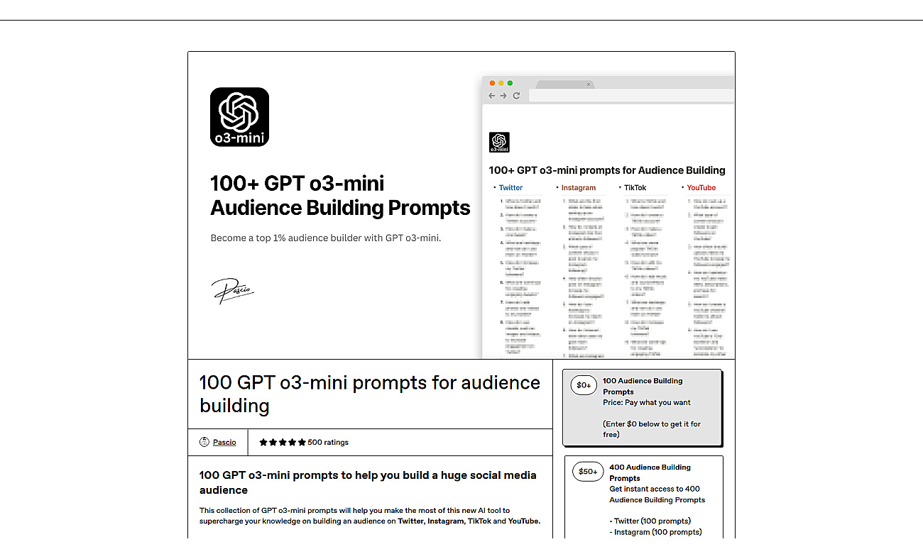100 ChatGPT Audience Building Prompts screenshot