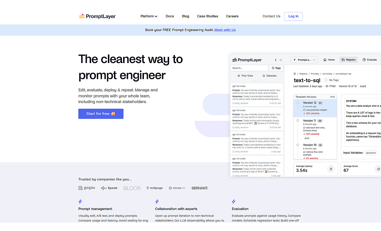 PromptLayer screenshot