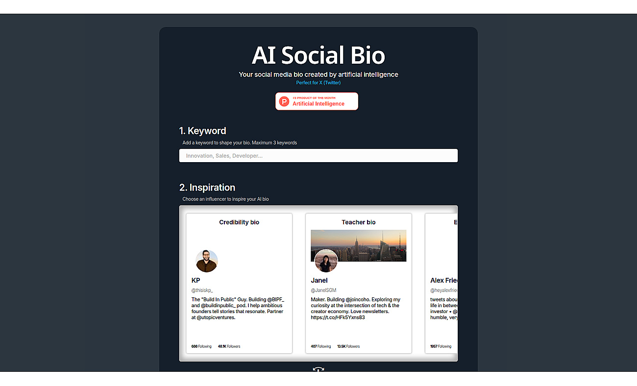 AI Social Bio screenshot