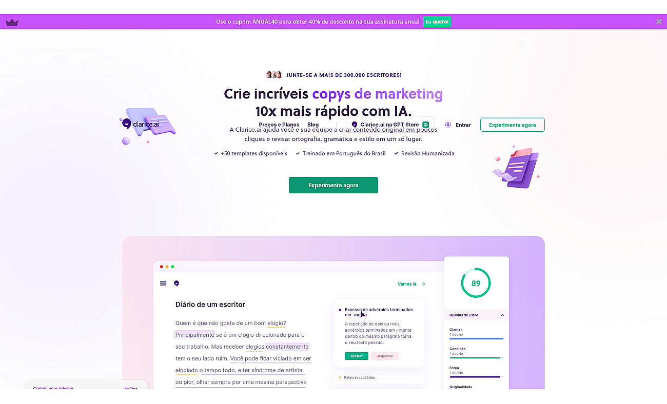 Clarice.ai screenshot