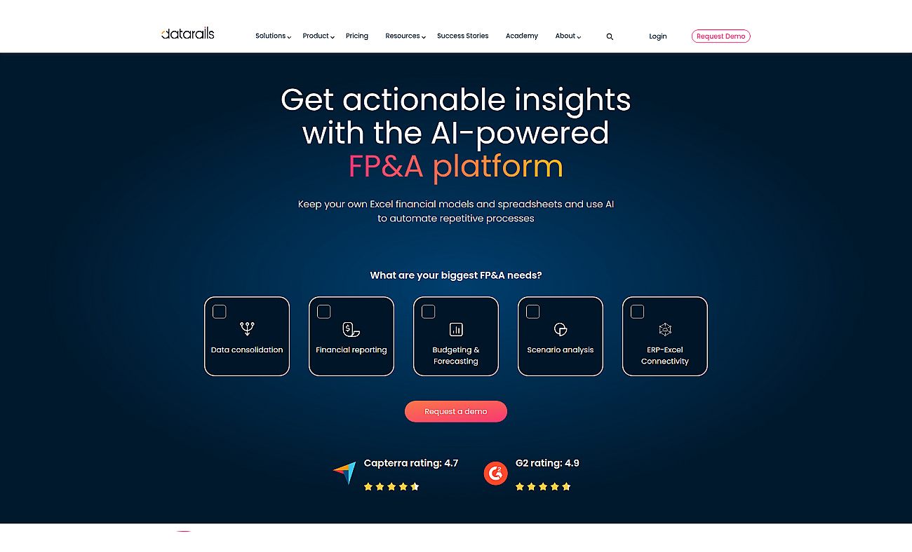 Datarails.com screenshot