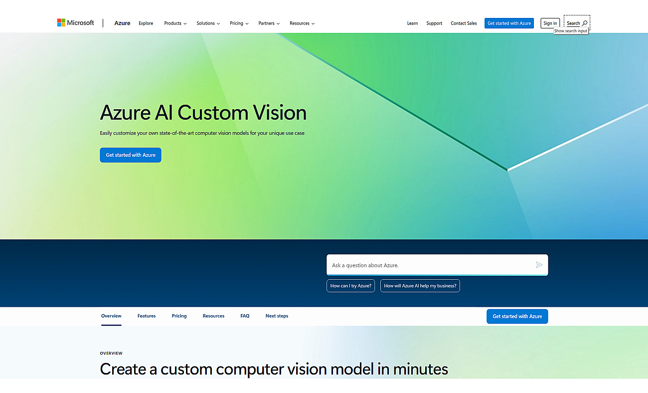 Microsoft Azure Custom Vision screenshot