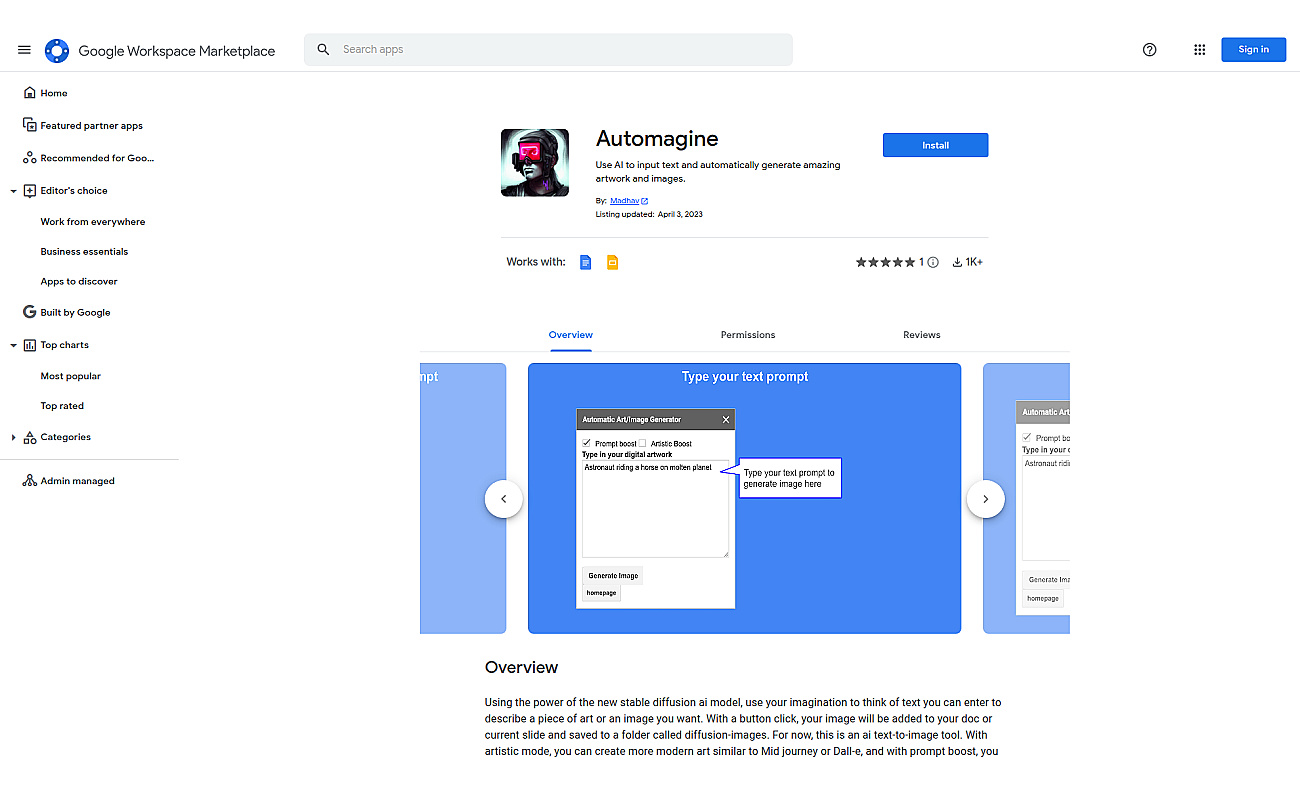 Automagine screenshot