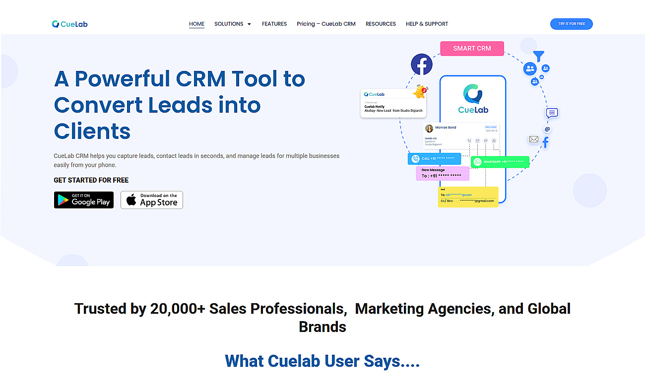 CueLab CRM screenshot
