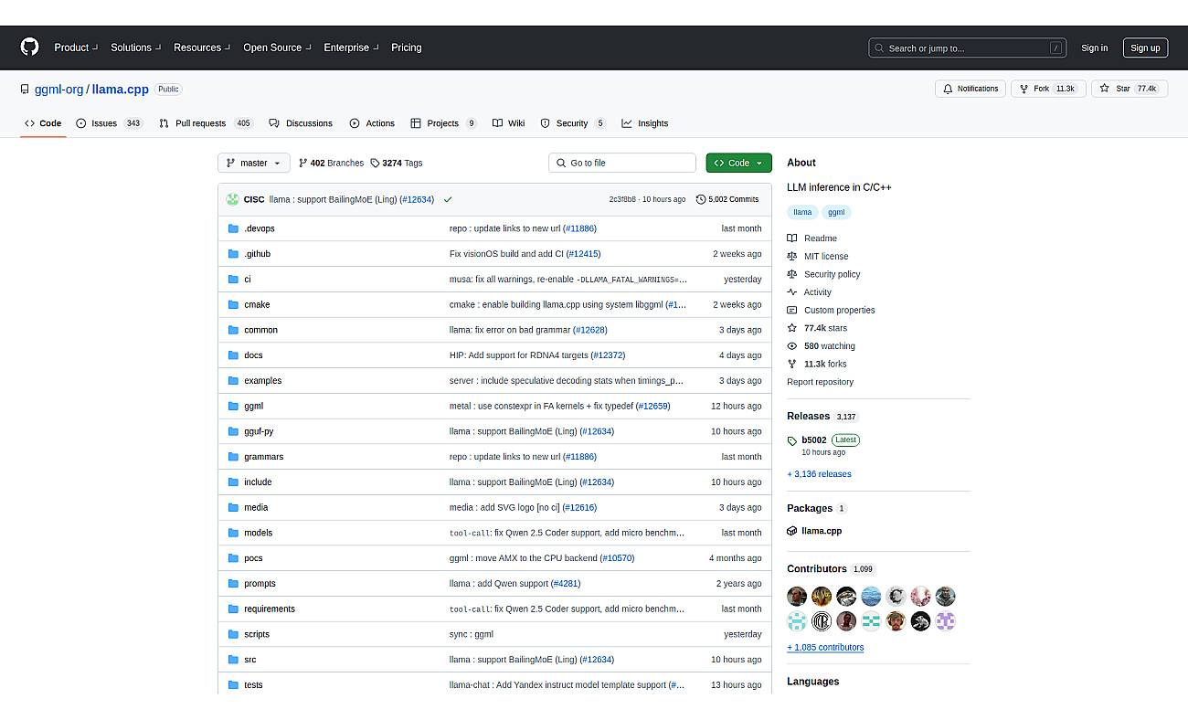 Llama.cpp screenshot