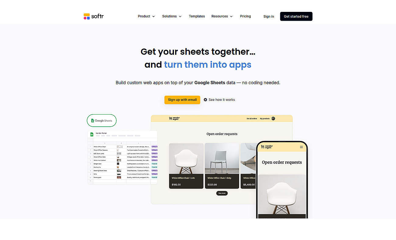 Softr for Google Sheets screenshot