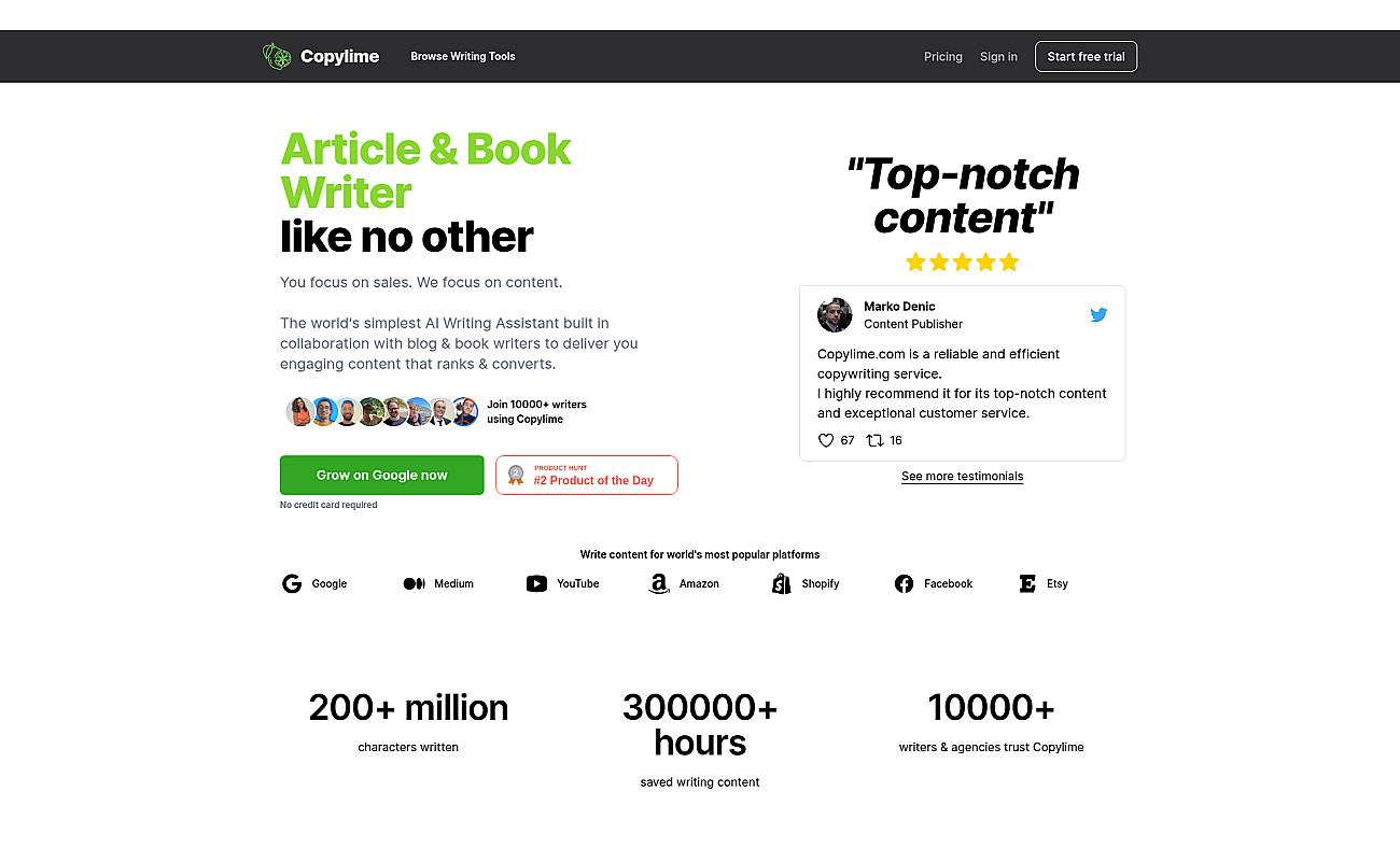 Copylime screenshot