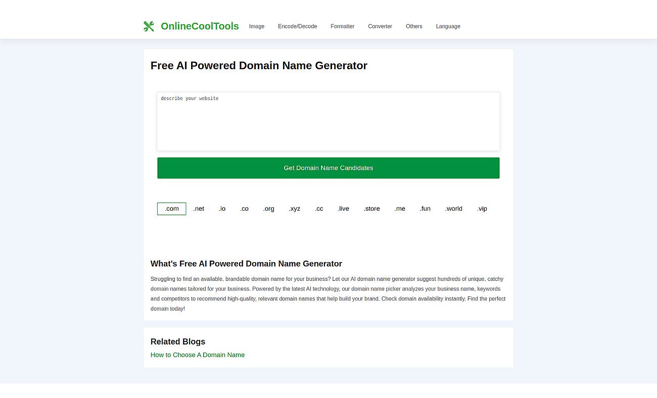 AI Domain Name Generator screenshot