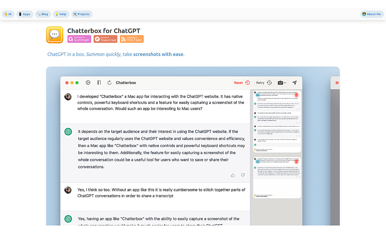 Chatterbox for ChatGPT screenshot