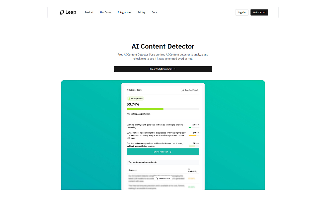 AI Content Detector - Leap screenshot