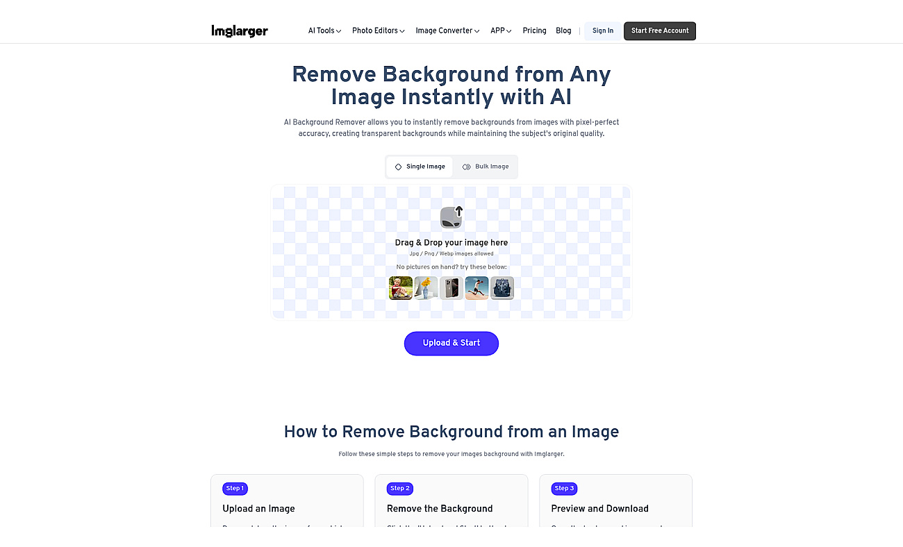 AI Background Remover on AI Image Enlarger screenshot