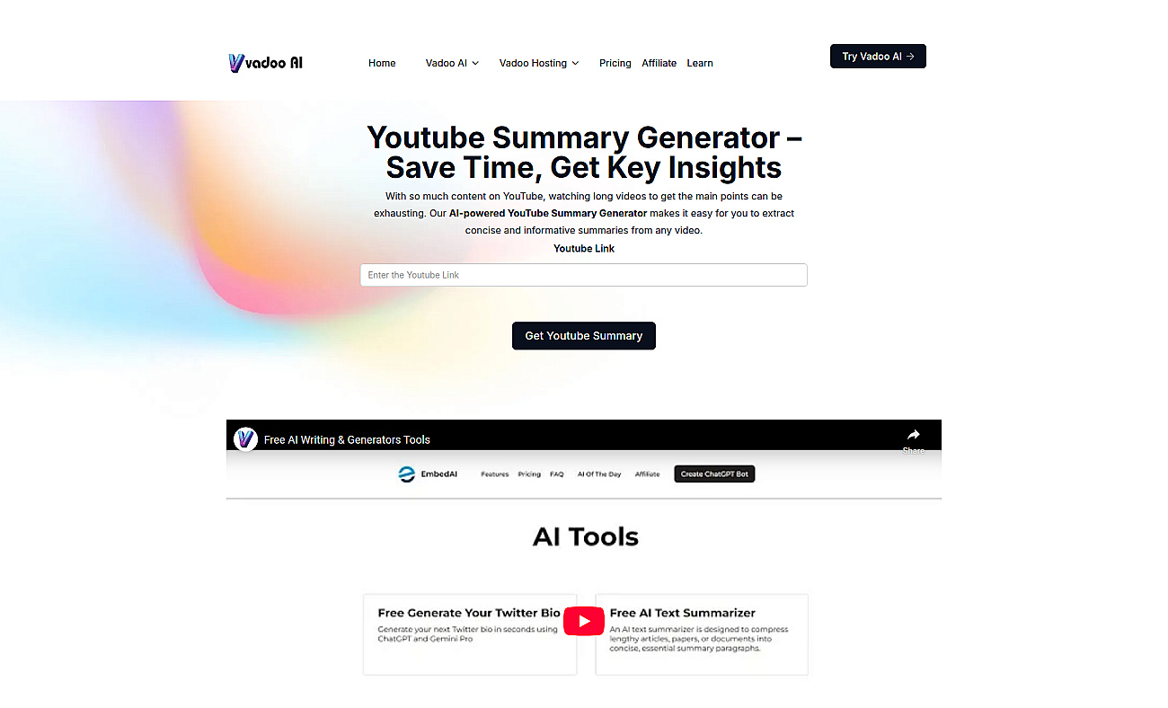 Youtube Summary Generator screenshot