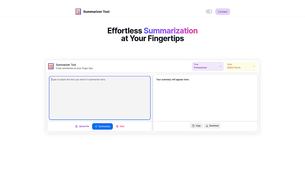 Summarizer Tool screenshot
