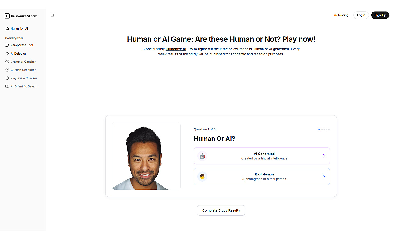 Human or AI screenshot