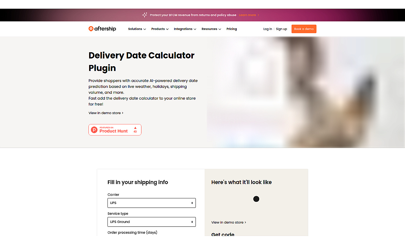 Free Estimated Delivery Date Widget screenshot