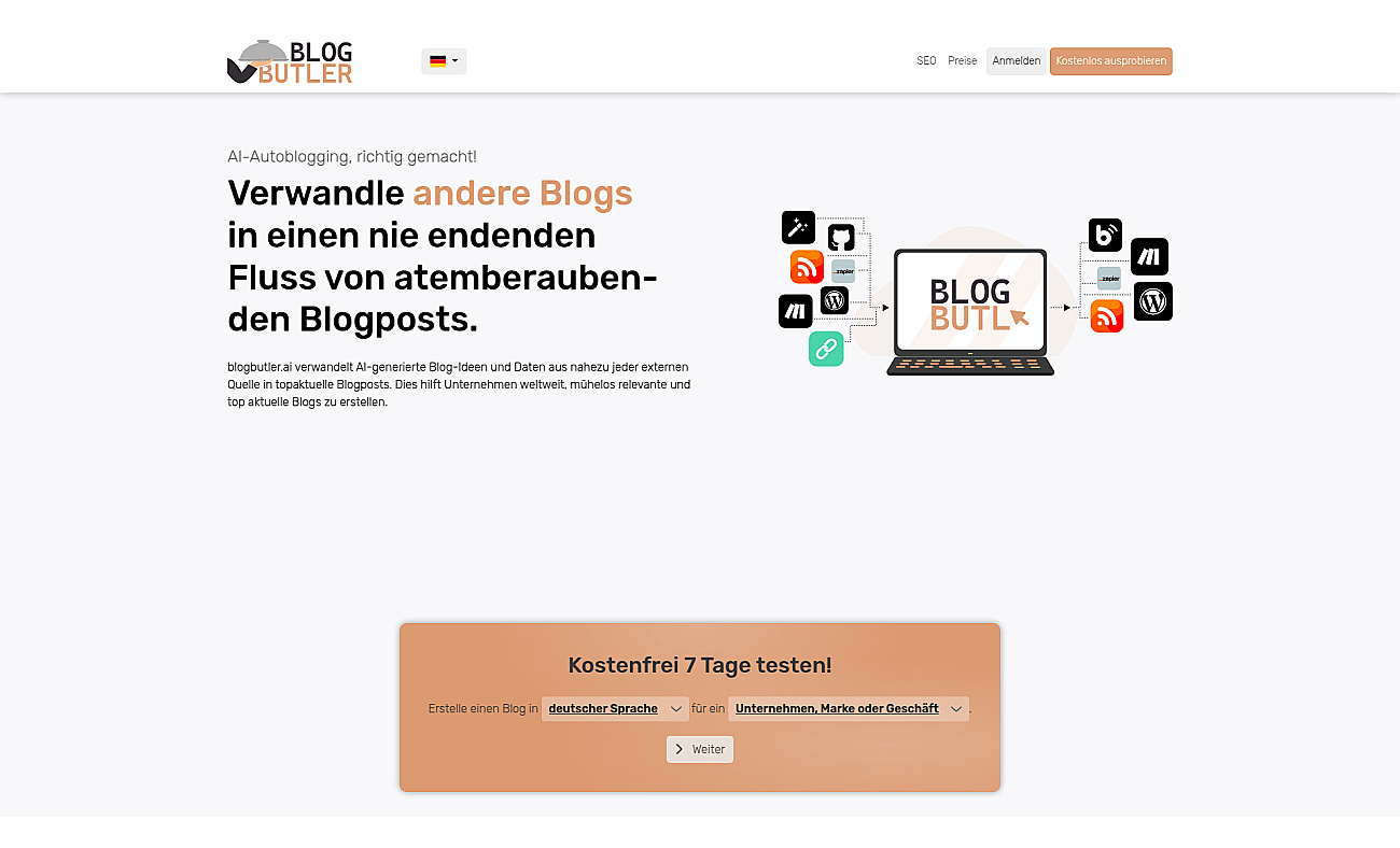 Blogbutler ai screenshot