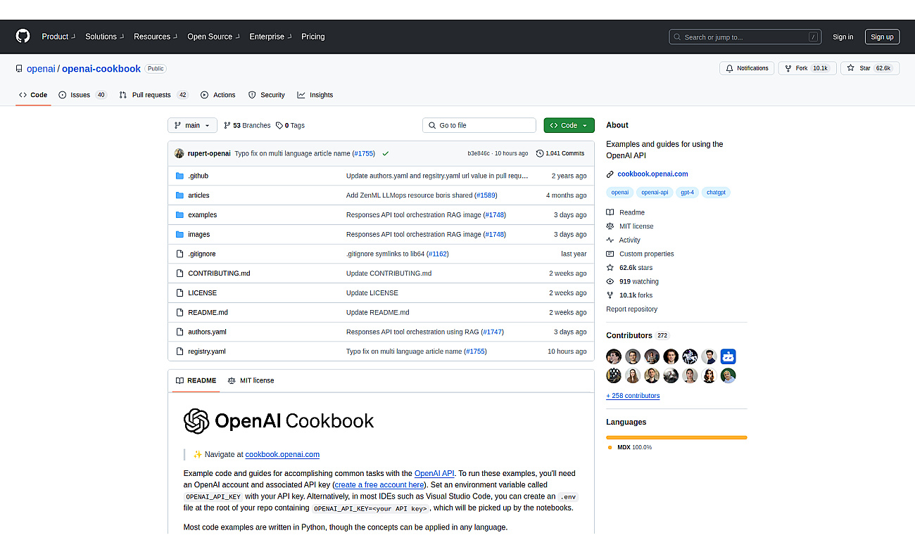 OpenAI Cookbook screenshot