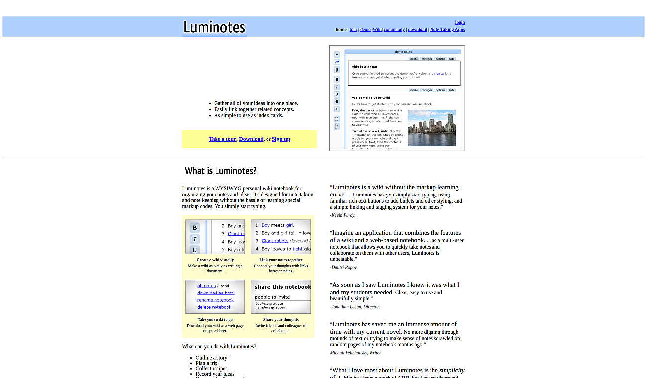 Luminotes screenshot