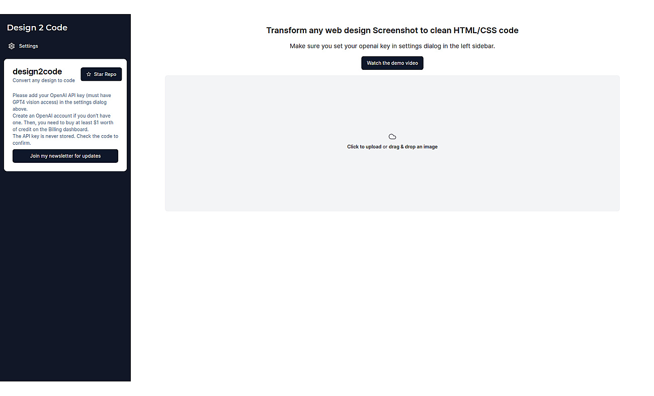 Design2code screenshot