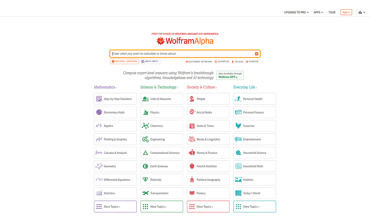 WolframAlpha screenshot