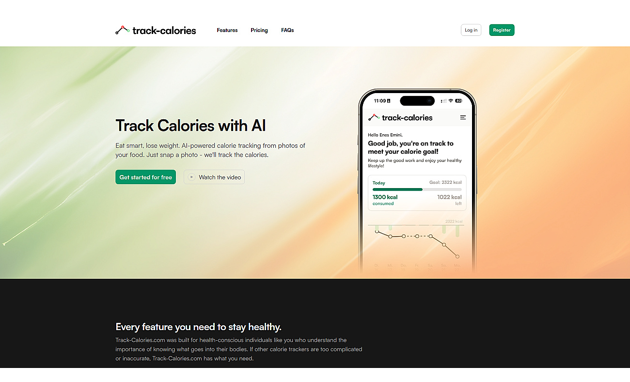 track-calories.com screenshot