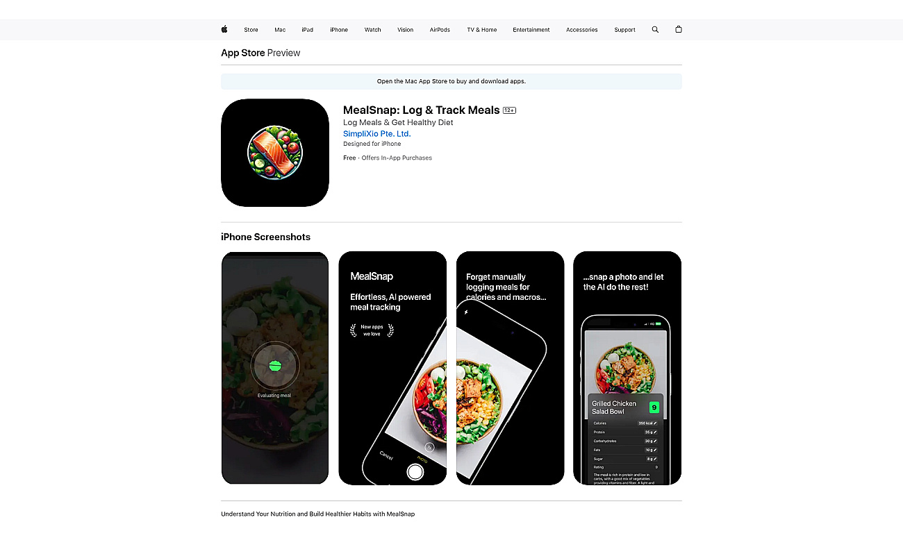 MealSnap: AI meal log journal screenshot