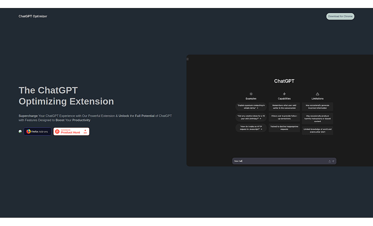 ChatGPT Optimizer for Chrome screenshot