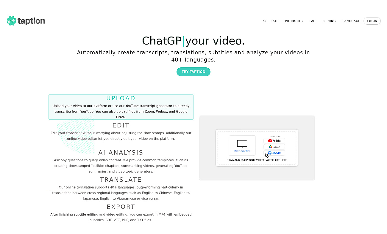 Taption screenshot
