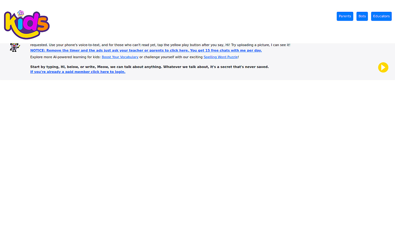 Kids ChatGPT screenshot