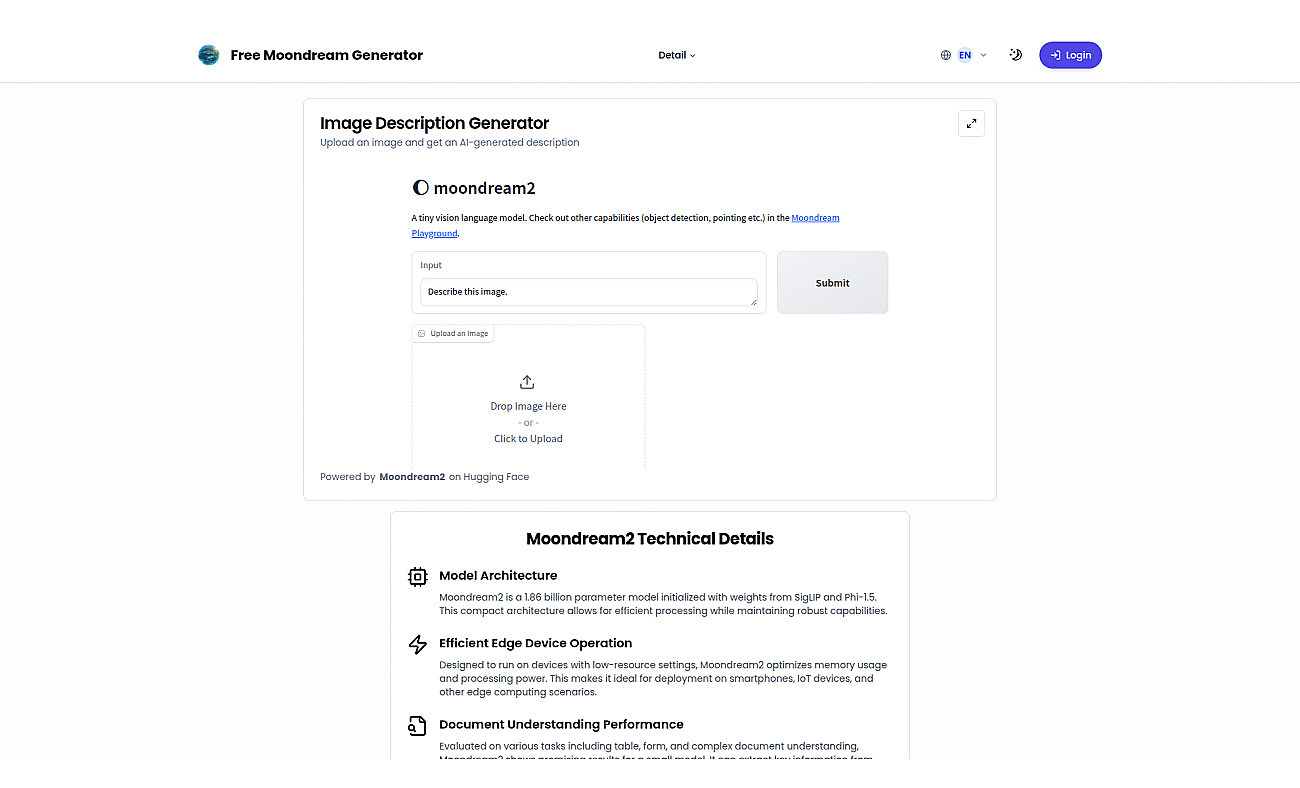 Free moondream generator screenshot