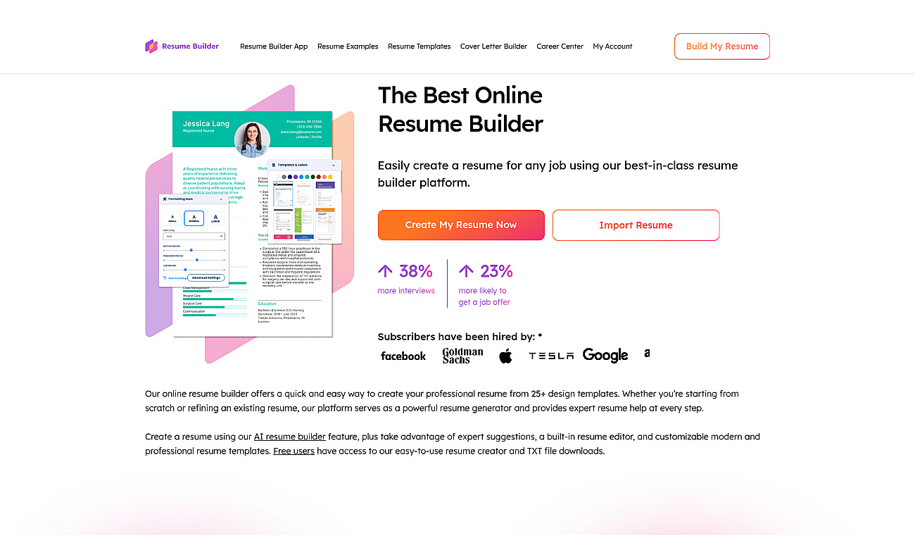 ResumeBuilder.com screenshot