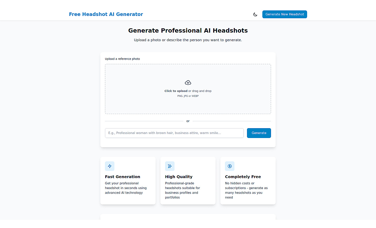Headshot AI Generator screenshot