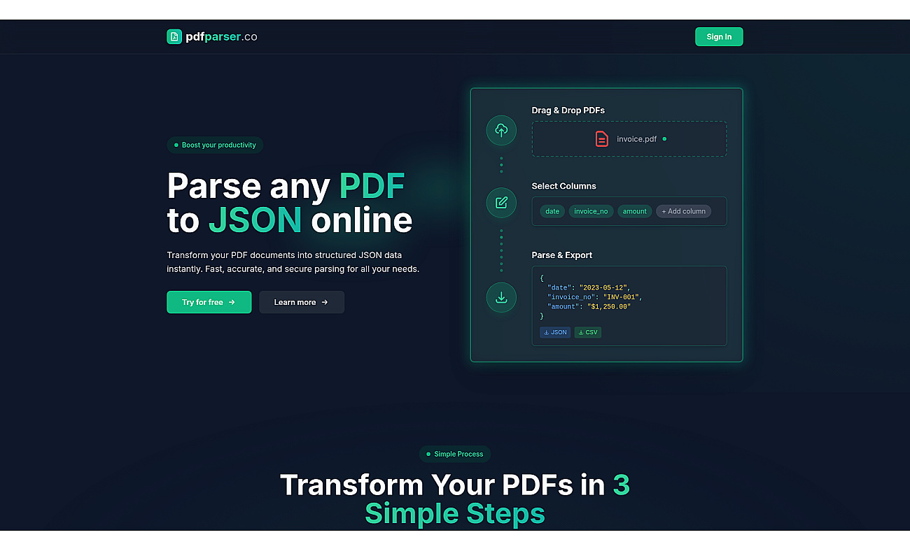 PDFParser screenshot