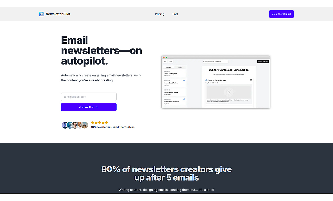 Newsletter Pilot screenshot