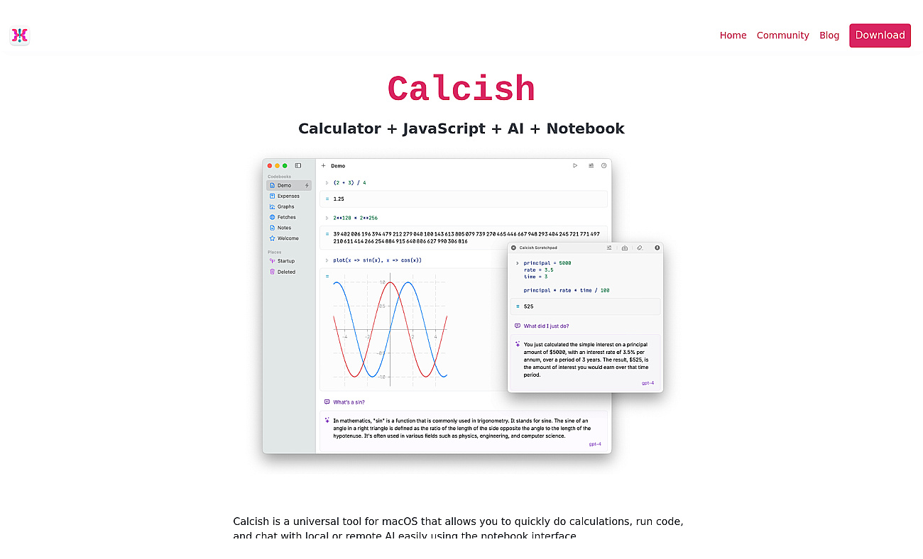 Calcish screenshot