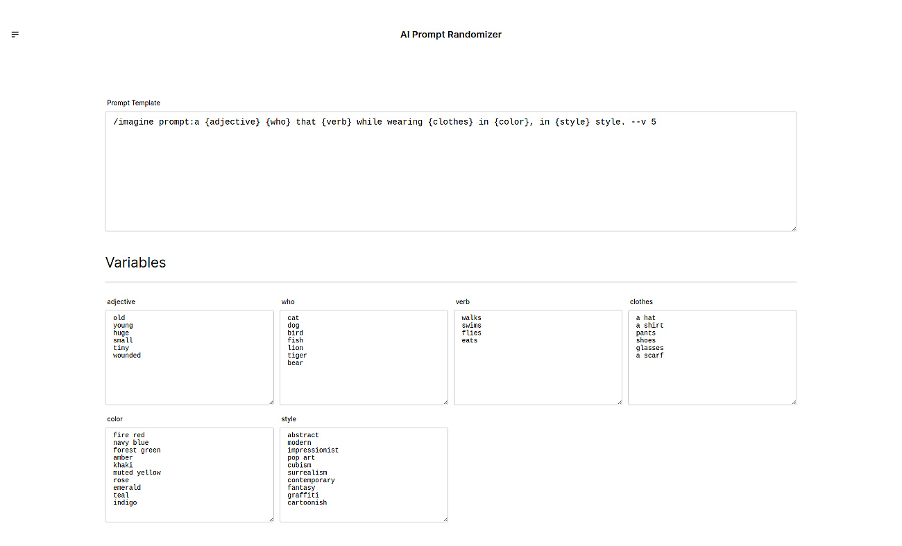 AI Prompt Randomizer screenshot