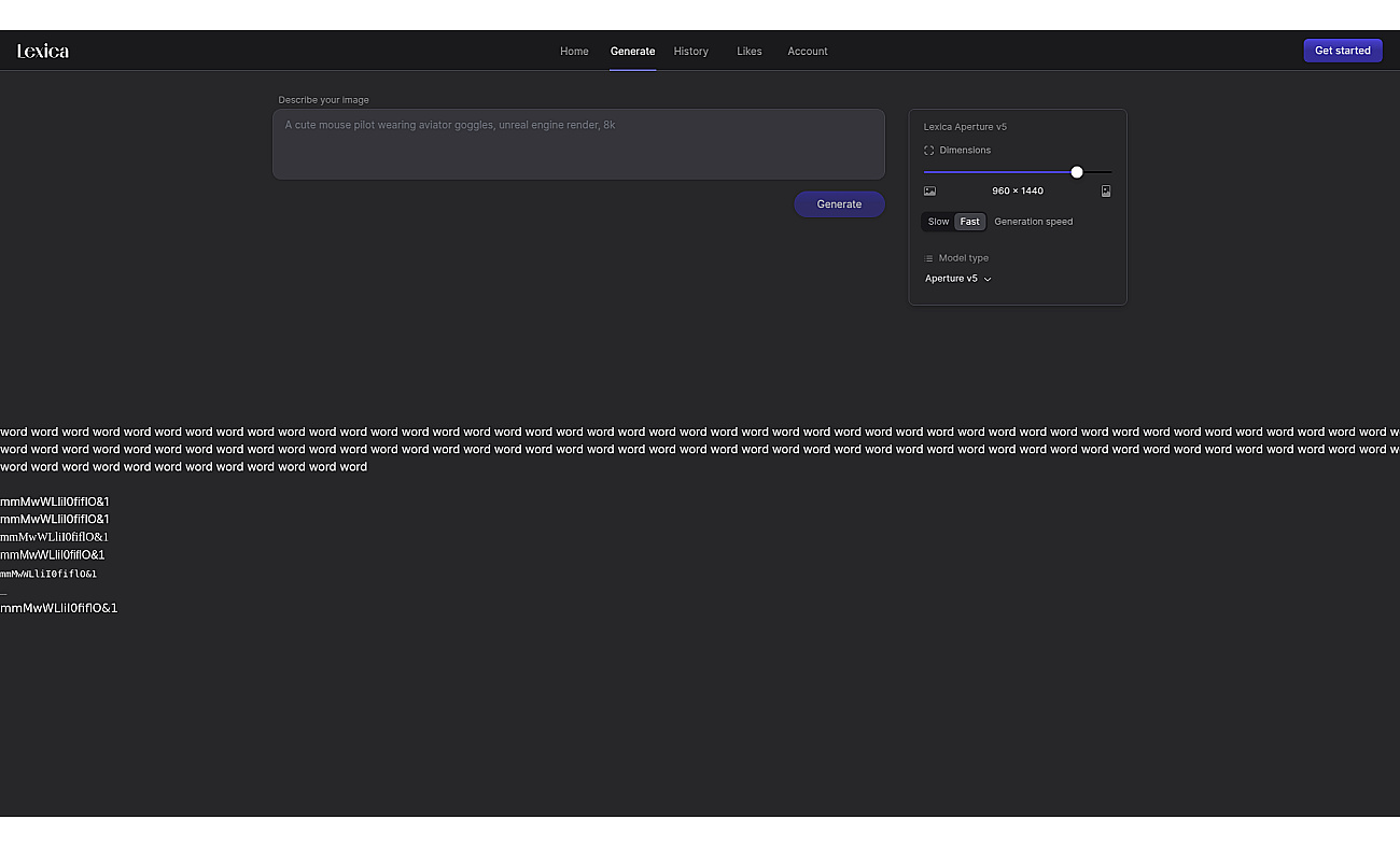 Lexica Aperture screenshot