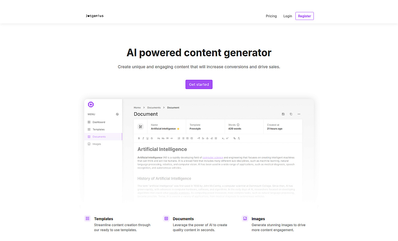 Jotgenius screenshot