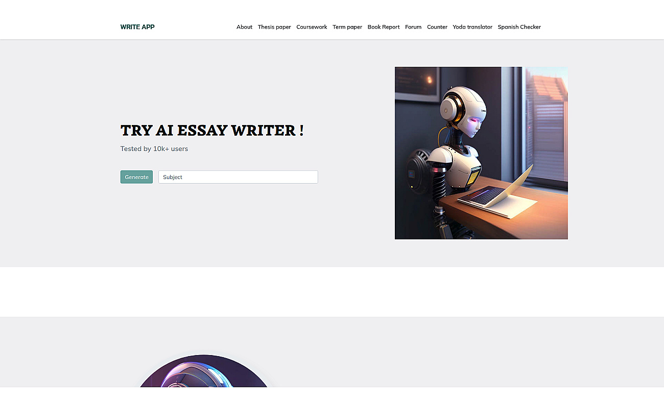 Writeapp.co screenshot