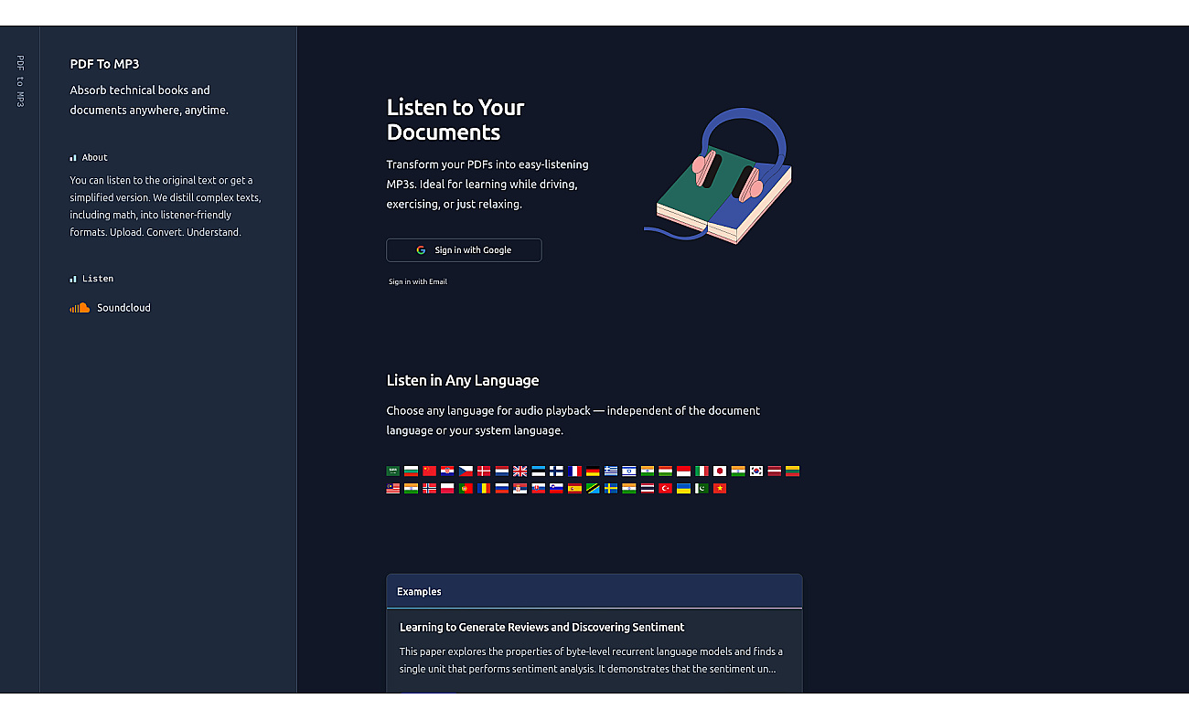PDFToMP3 screenshot